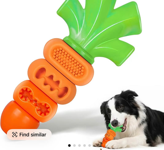 Aggressive Chewer Dog Toys, Durable Carrot Leaf Design for Teeth Cleaning & Mental Stimulation
