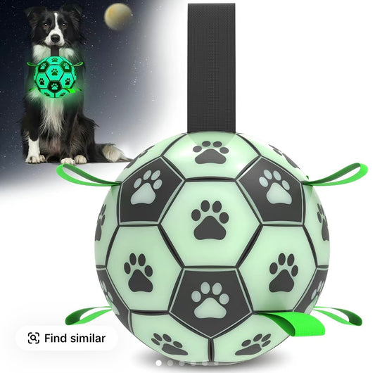 Glow in the Dark Light Up Dog Soccer Ball 6 Inch Durable Dog Toys for Small and Medium Dogs Interactive Training Ball Interactive Water Toy for Outdoor Play and Puppy Birthday Gifts