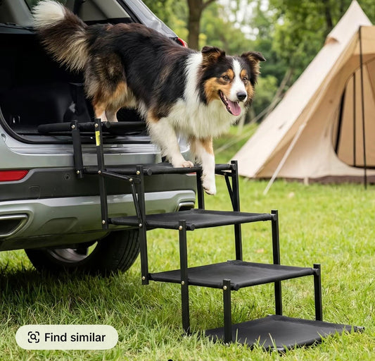 Foldable Dog Stairs for Car, 5-Step Heavy-Duty Pet Car Steps with Anti-Slip Surface, Portable & Secure for SUVs & Trucks