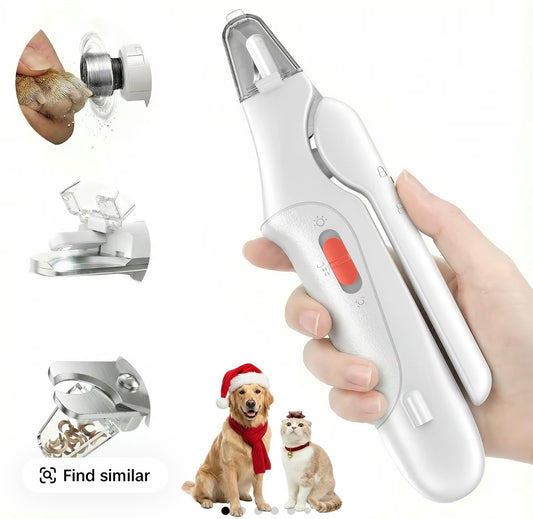 2-in-1 Pet Nail Clipper and Grinder, Ultra Quiet Electric Grooming Tool with LED Light, Rechargeable for Dogs & Cats of All Sizes, Low-Noise Motor for Safe Trimming