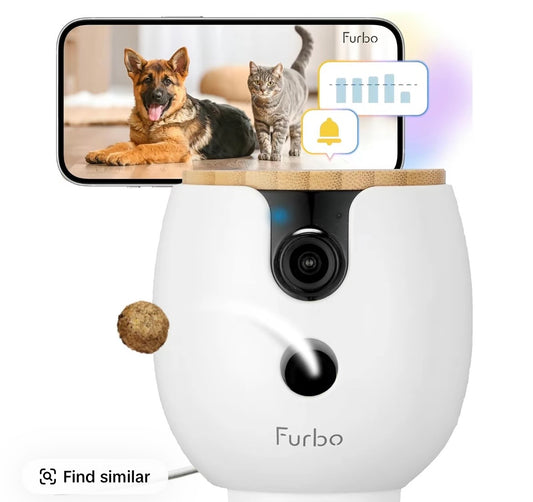 Mini 360° [Nanny Edition - Unlock with Paid Subscription] Smart Pet Camera with AI Alerts & 2K QHD Resolution 3mo Plan Required